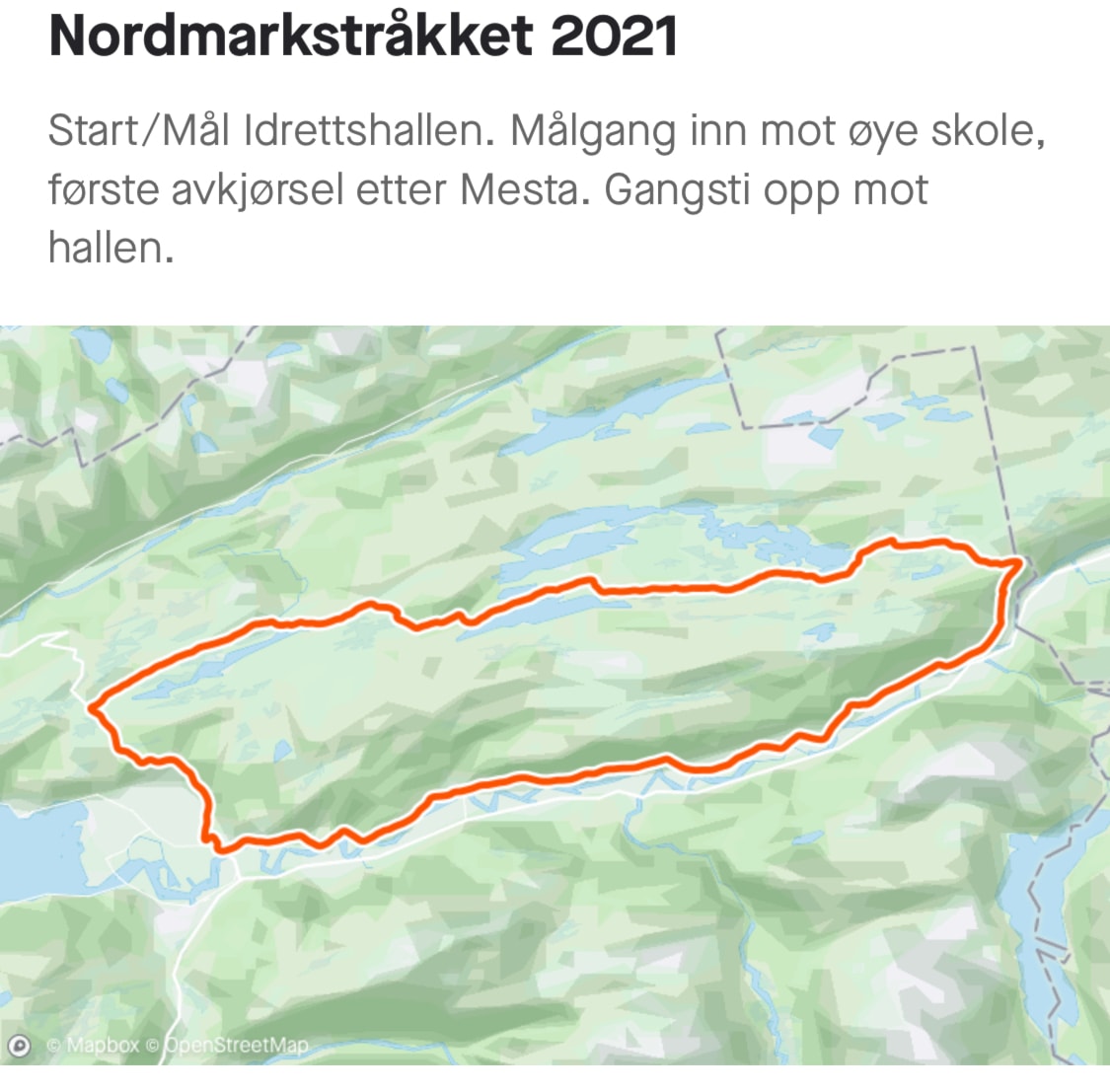 Nordmarkstråkket - stravaversjon